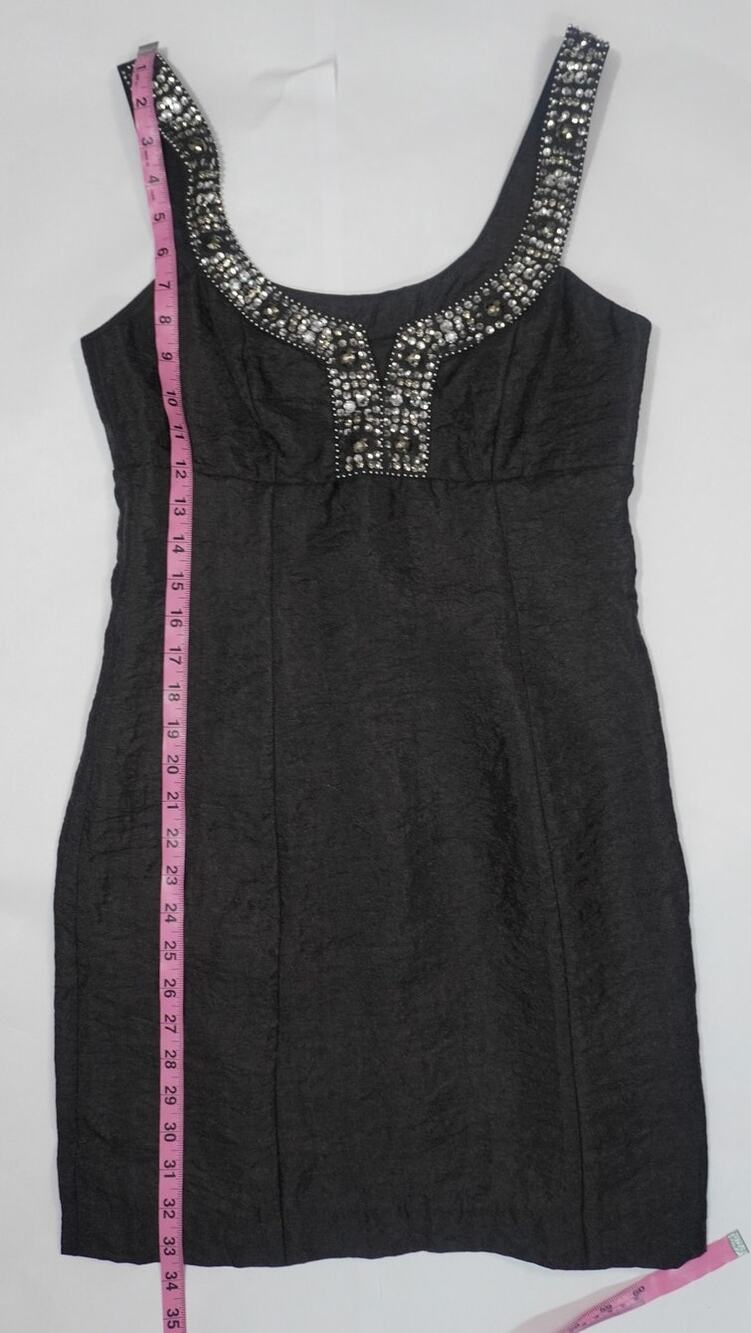 Laundry by Shelli Segal Black Jeweled Rhinestone Cocktail Dress Size 4